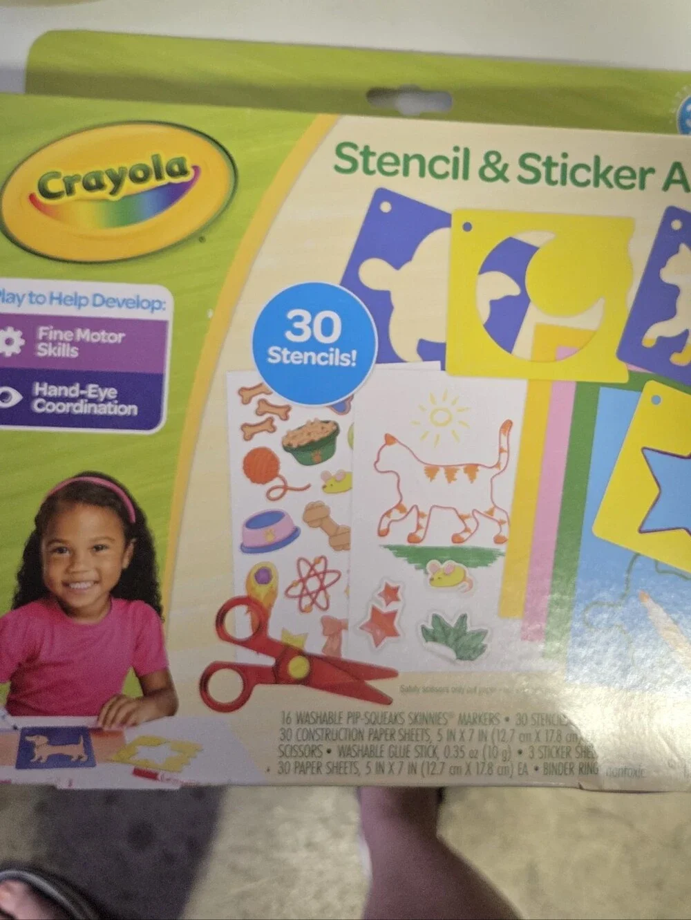 Brand New Crayola Stencil & Sticker Art Set - Yellow, Blue, Green, Purple
